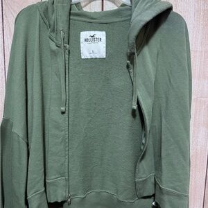 Hollister Olive Zip-Up Hoodie